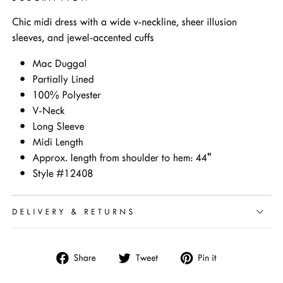 Mac Duggal long sheer sleeves V neck midi dress - Picture 9 of 15